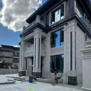 南通 别墅干挂，芝麻白与芝麻黑完美配合