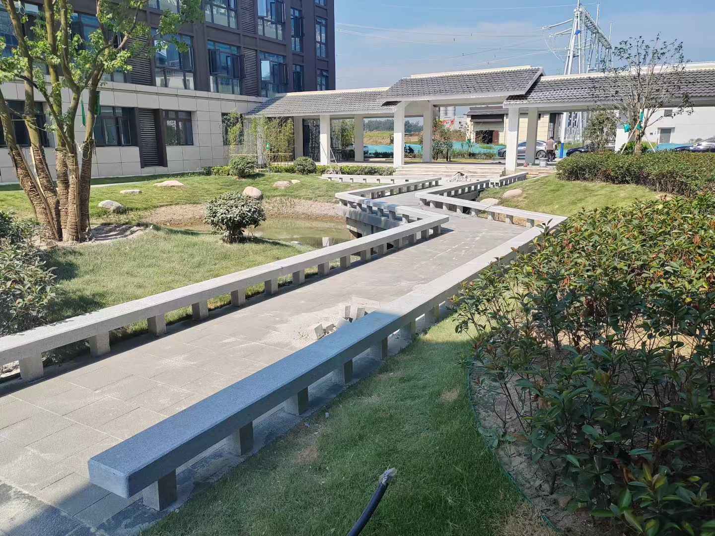 南通 芝麻灰小区坐凳&栏杆安装效果